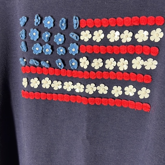 Alfred Dunner Vintage Americana Short Sleeve US Flag Top. Sz XL. EUC. Navy - Picture 2 of 5